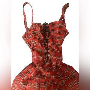 plaid lace up lip service dress